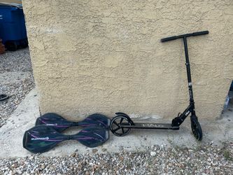 Two ripstick scooters, and one scooter