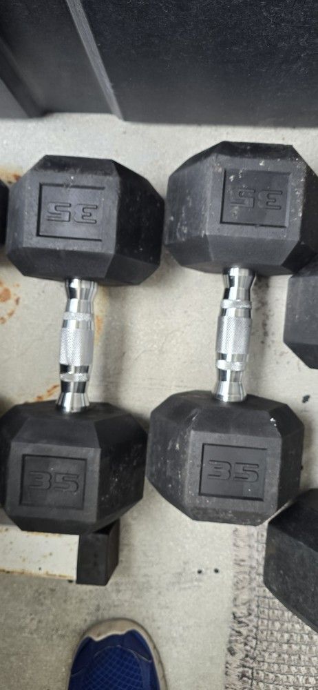 SET OF DUMBBELLS 35 POUNDS ...PESAS