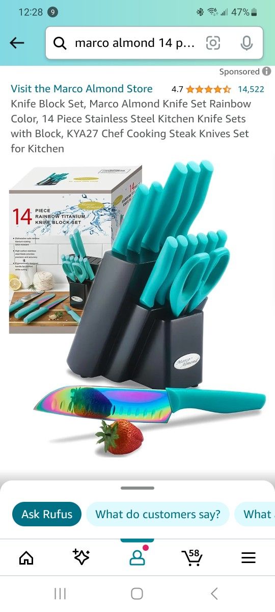 14 Piece Stainless Steel Kitchen Knife Sets with Block