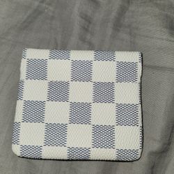 New White Checkered Coin Pouch 