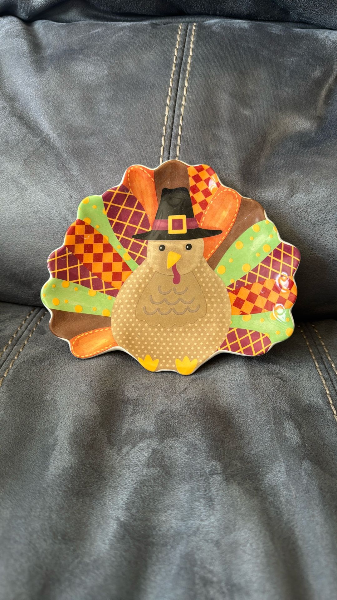 New With Tags Small Turkey Ceramic Tray Plate Thanksgiving