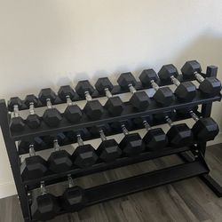 5-50lbs Dumbbells w/Rack 