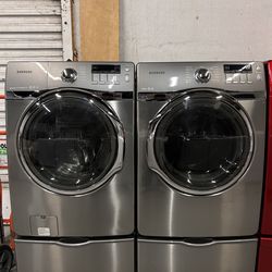 Samsung Front Load Washer and Dryer Set with Pedestals