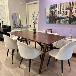 Solid Wood Dinning Room Table, 67.3 inch Mid-Century Kitchen Table, Meeting Desk with Farmhouse CHAIRS NOT INCLUDED Style, D-1