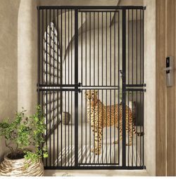 74.8" Extra Tall Pet Gate for Cats,29.5"-51.6" Extra Wide Cat Gate,Pressure Mounted Easy Walk Through Pet Gate with Door