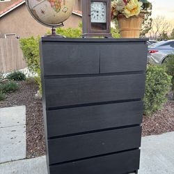 Black Malms 6 Drawer Dresser Chest of Drawers Furniture