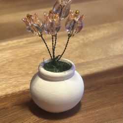 Handmade Miniature Beaded Flower In Pot