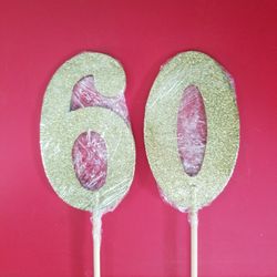 60 Sixty Cake Topper Golden