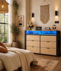6 drawers dresser with led light , tv stand for bedroom new