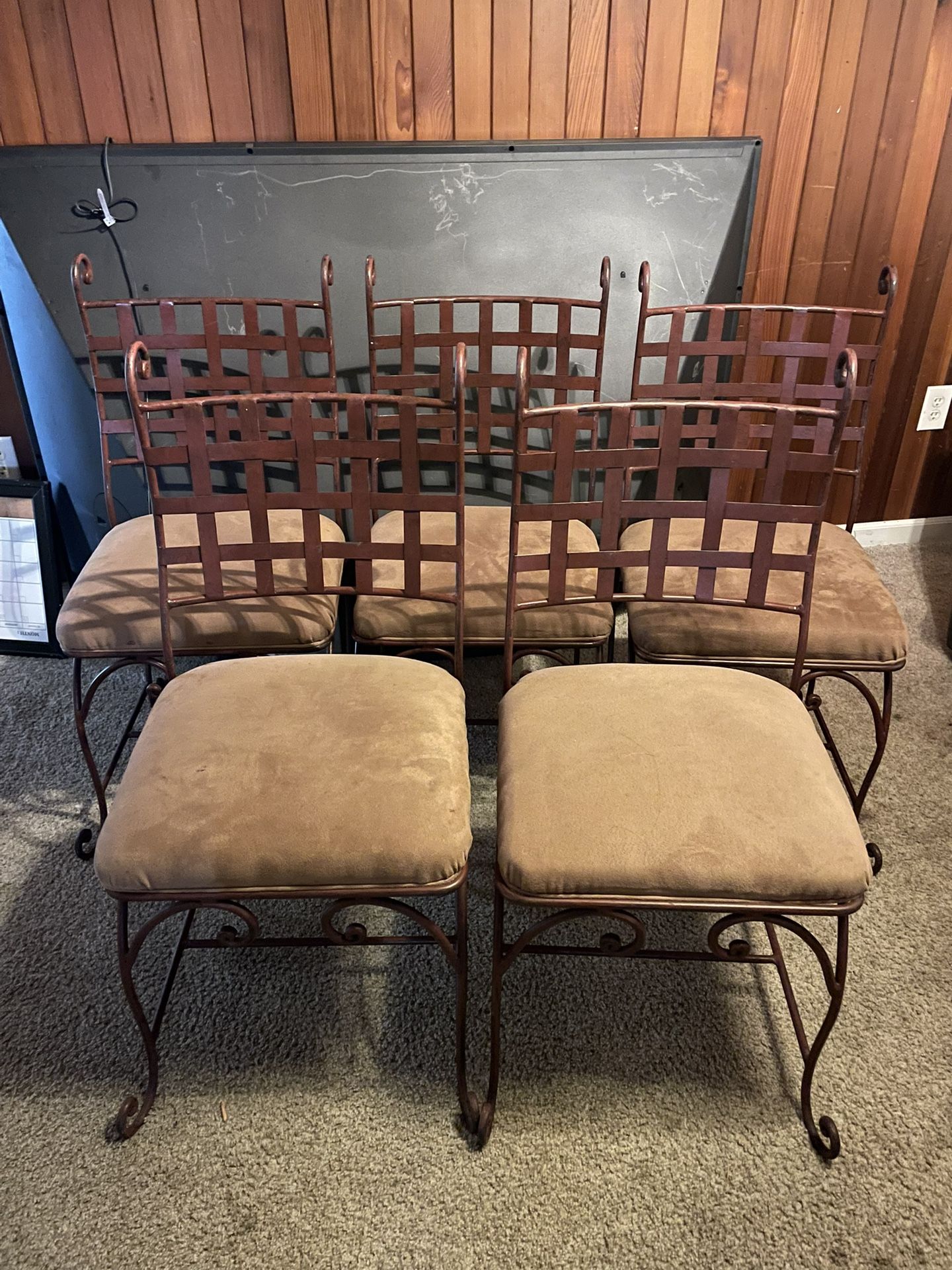 5 Cerise De Mai Chairs - Heavy Rod Iron Outdoor Or Dinning Table