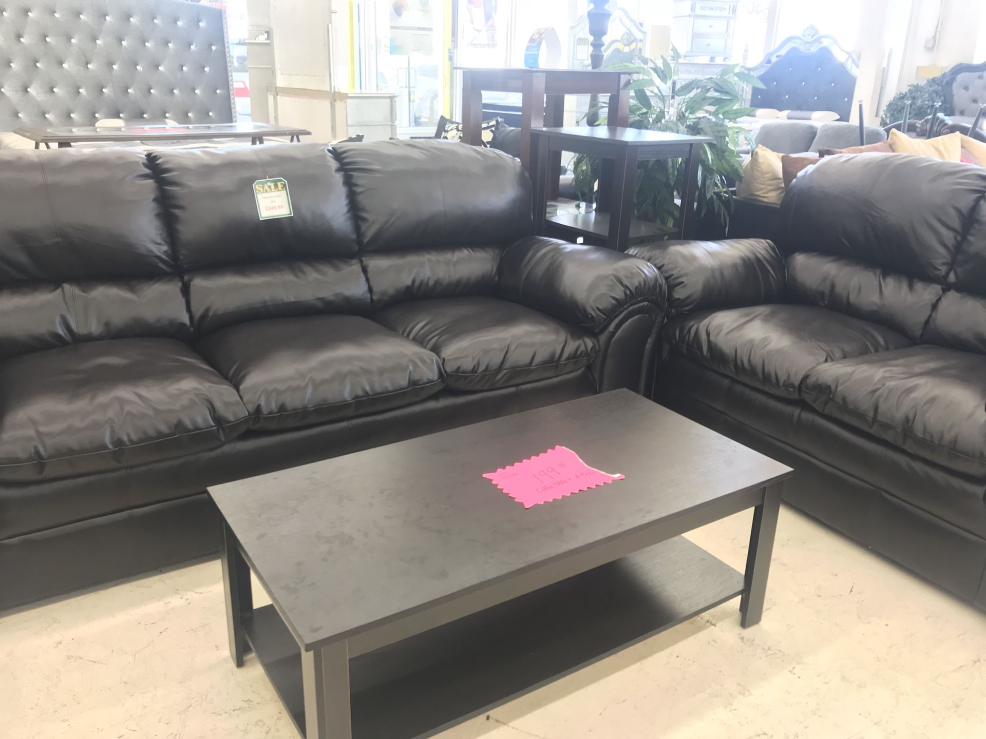 ESPRESSO BONDED LEATHER LIVING ROOM SET SOFA AND LOVESEAT ON SALE