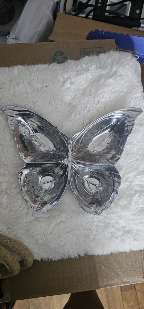 Fitz & Floyd Silver Butterfly Dish