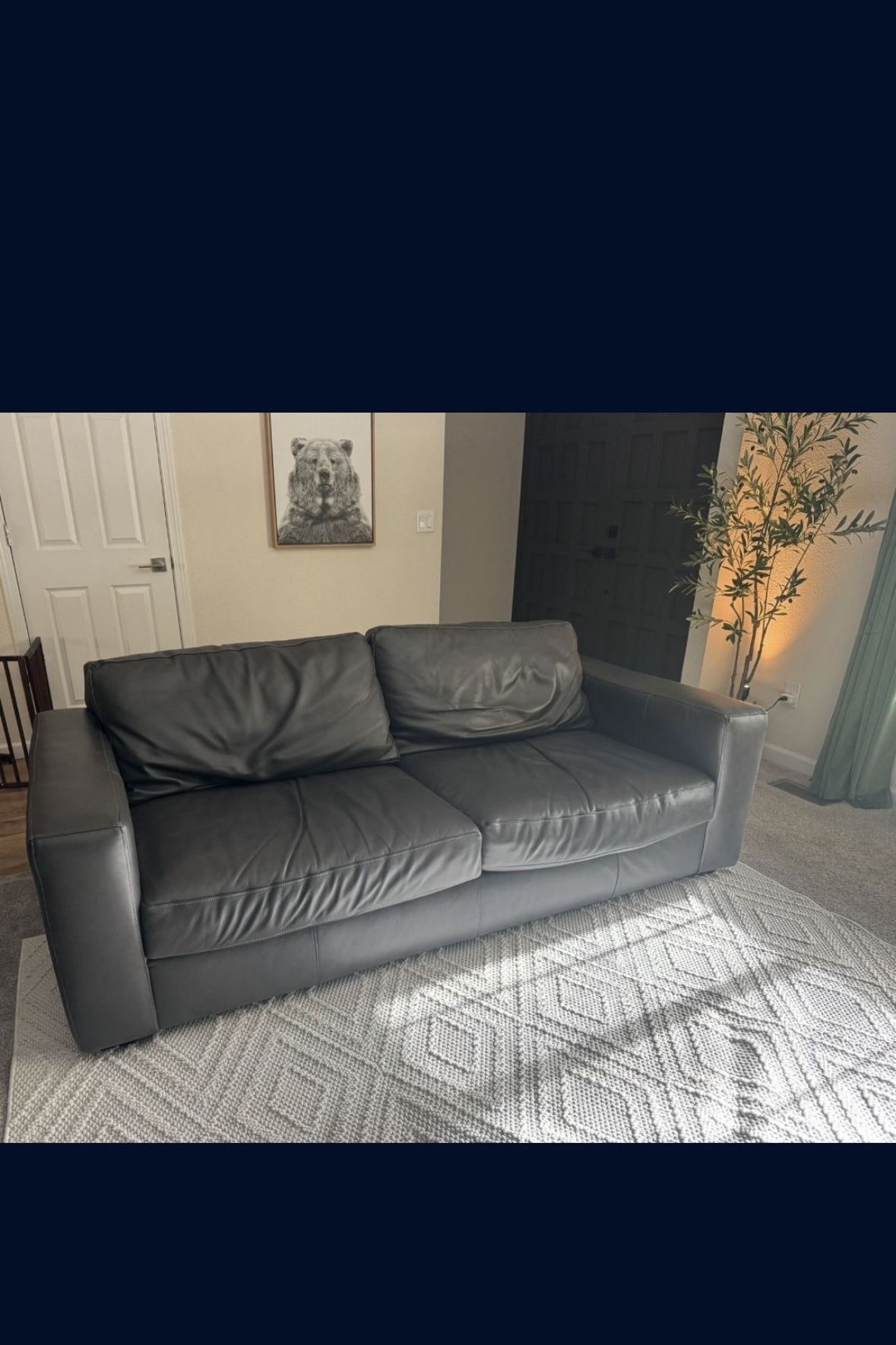 Leather Couch - Like New - Fits 3-4 People