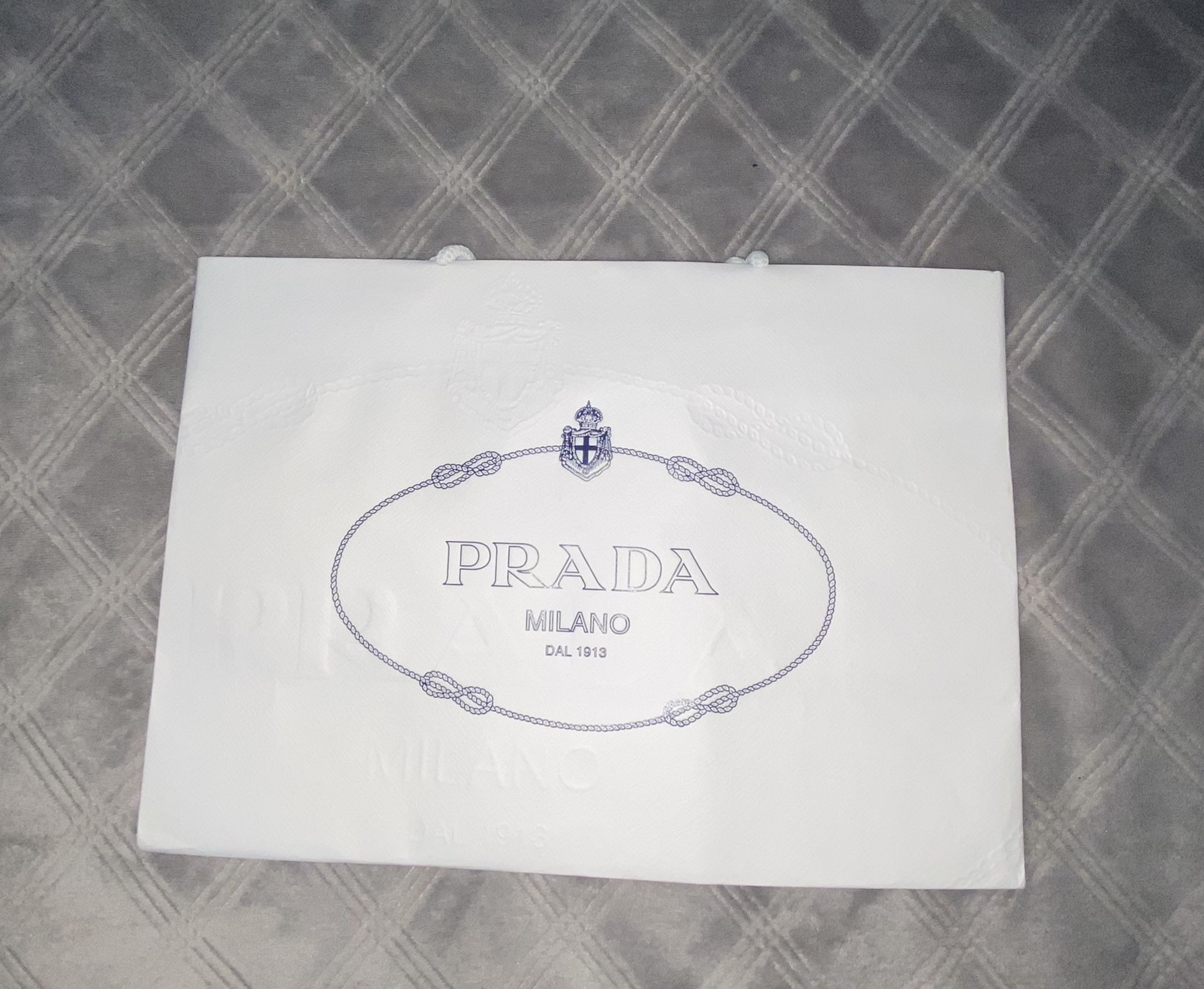 PRADA white paper shopping Bag Authentic,size 14"×10"×5.5"