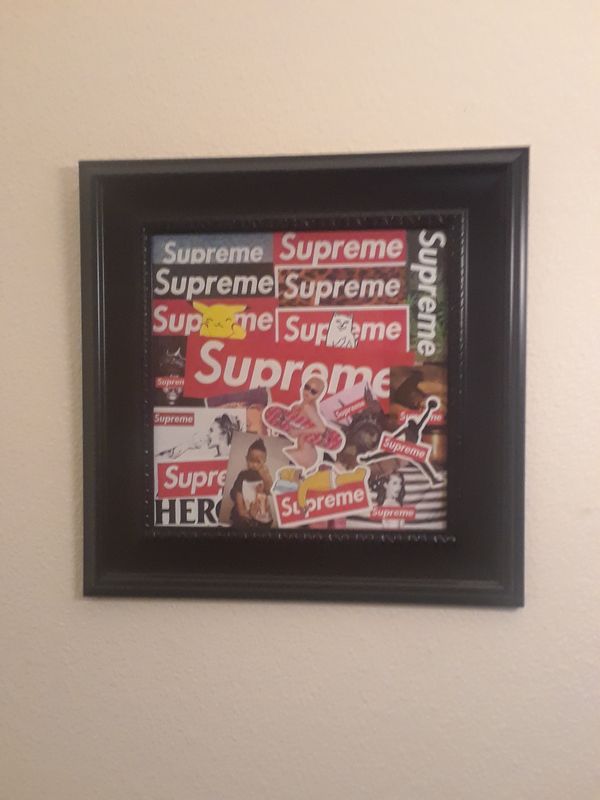 1ofØne Street Co Supreme Sticker Frame 16x16 For In Las Vegas Supreme Sticker Frame 16x16