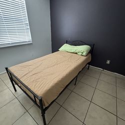 Twin bed frame plus the mattress and mattress topper