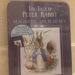 THE TALE OF PETER RABBIT MAGNETIC TIN PLAY SET INCLUDES : 46 Cute Magnets, 2 Play Scenes, Mini Storybook & Magnetic Tic Tin Play Case 