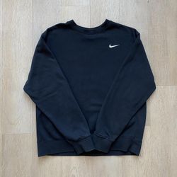 Men’s Vintage Black Nike Single Swoosh Fleece Crewneck Sweatshirt 