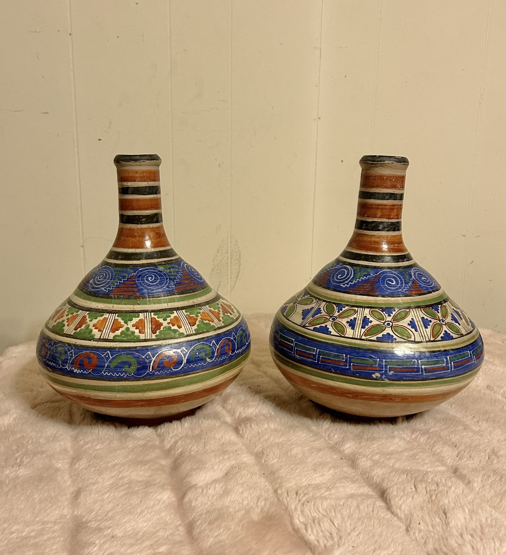 Pair of Vintage Mexican Pottery Vases/Jugs