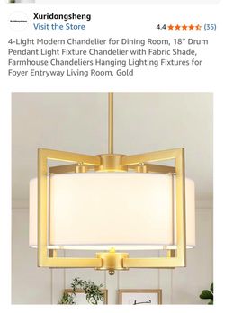 Xuridongsheng 4-Light Gold Drum Chandelier
