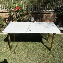 Marble Textured Desk W/ Gold Metal Legs