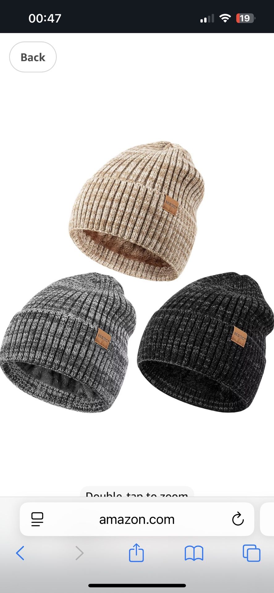 3 Pack Winter Hats for Men, Warm Fleece Lined Beanie for Men Women, Fashionable Cuffed Knit Hat Skull Cap for Cold Weather