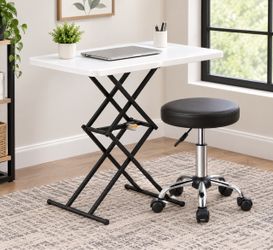 Office table and chair set , X1 Pro 28" Quick Pop Up Table with Adjustable Salon Chair Small Rolling Stool with Wheels FanttikOutdoor Zeta