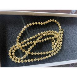 14K Gold Plated Sterling Silver 3MM Moon Cut Bead Ball Chain Necklace 26 In.
