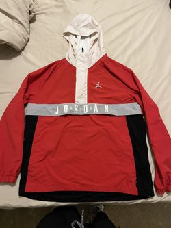 Jordan Red Windbreaker W/ Side Zip Size Medium