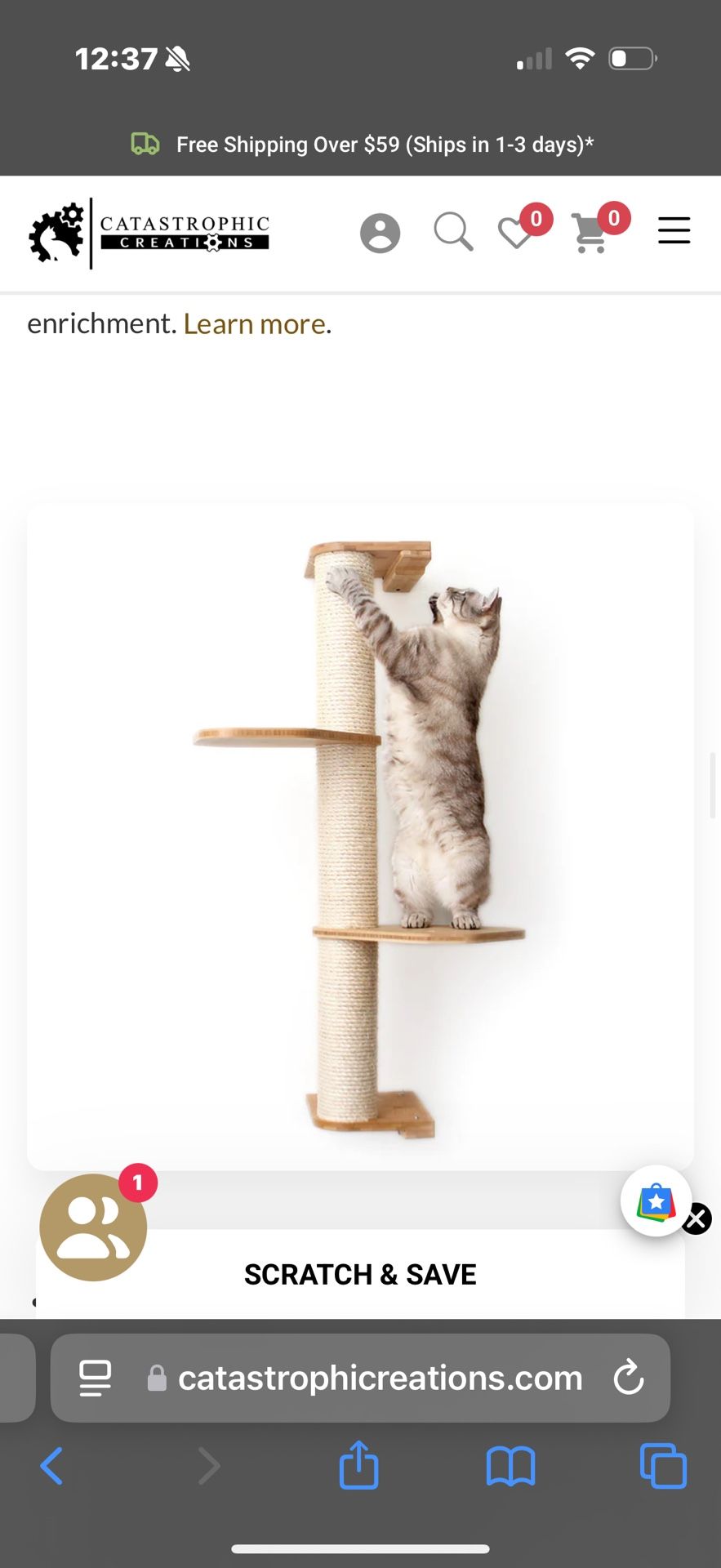 Wall Mounted Cat Climbing Pole