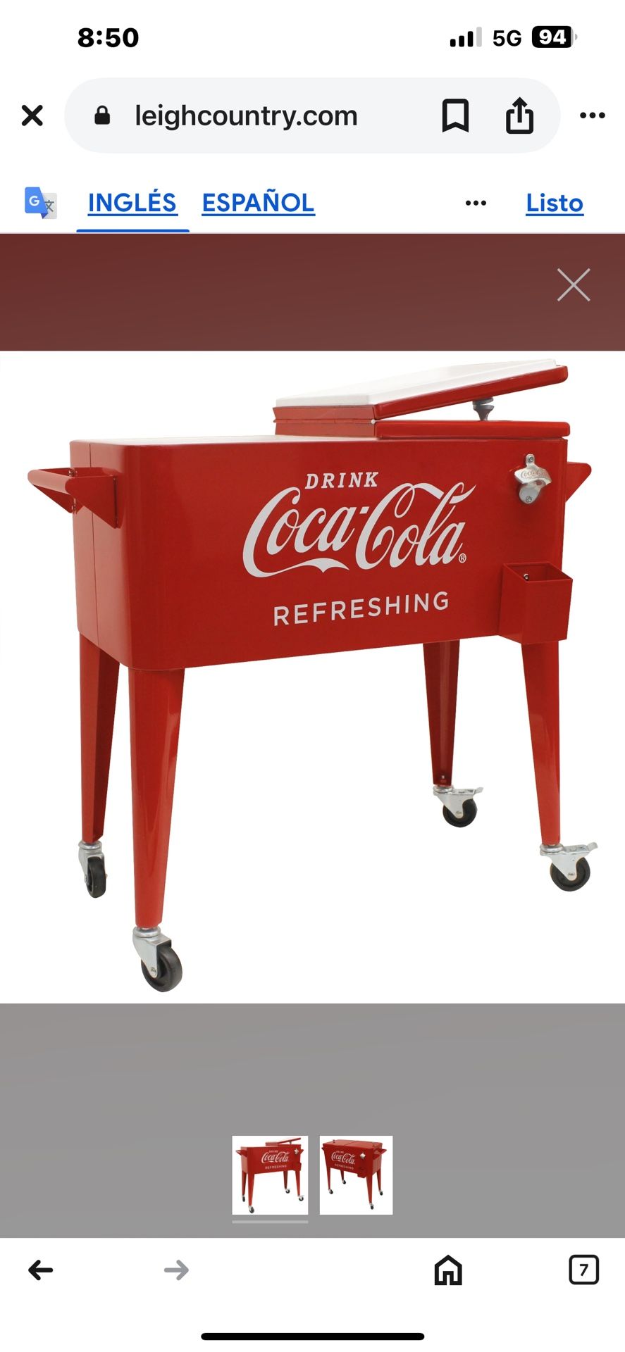 Hielera De Coca Cola Capacidad De 80 Qts