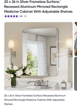 20" x 26" Frameless Aluminum Medicine Cabinet w/ Mirror