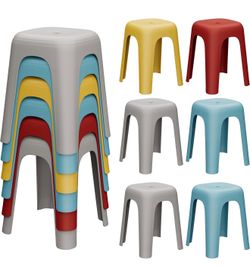 6-Pack Stackable Classroom Stools, 18-Inch Nesting Plastic Stools
