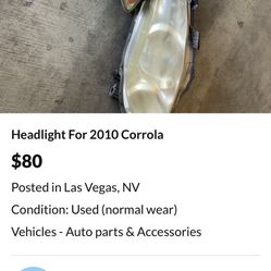 2 Headlights For 2010 Toyota Corolla 