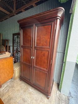 Large Mahogany Wood Armoire Wardrobe Cabinet
