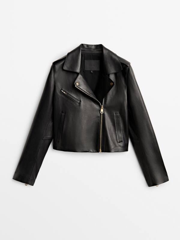Massimo Dutti Nappa Leather Jacket Size S