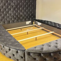 [OM] 🟪 Only $45 initial then take it home 🏡 Brand New  Brigette Queen Size Circle Bed With Storage Gray 