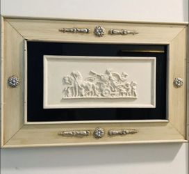 Vtg Mythological Panel on Glass Framed Midcentury Wall Art from Daniel Jones inc