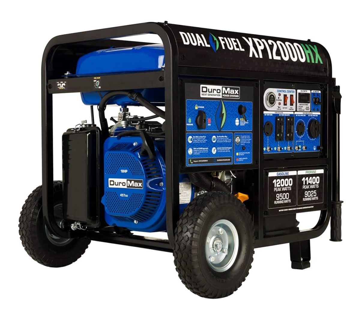 DuroMax XP12000HX 12,000-Watt Dual Fuel Portable Generator - Brand New