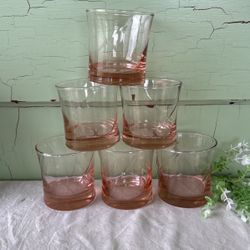 Set of 6  Pink-Blush Lowball/Old Fashioned/Whiskey Glasses