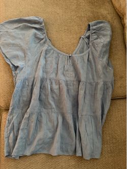 Blue Eyelit XL Top with flutter sleeves
