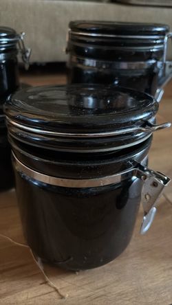 Black Ceramic Canister Set with Clamp Lids