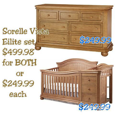 Sorelle Vista Elite Dresser And Crib Vintage Frost Set For Sale In