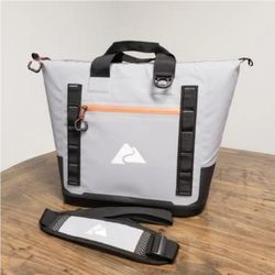 Ozark Trail 30 Can Welded Sport Tote Cooler, Soft Sided Cooler with Microban®, Gray Ice Chest 