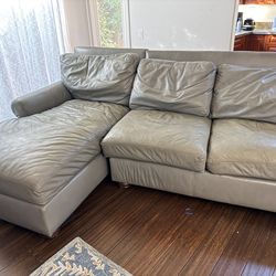 Century gray leather sectional couch