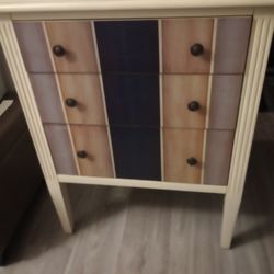 Wooden Dresser With Open Drawer