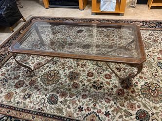 Wrought Iron Glass coffee table w/ 2 end table set