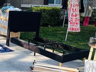 Twin Bed Frame with Upholstered Headboard