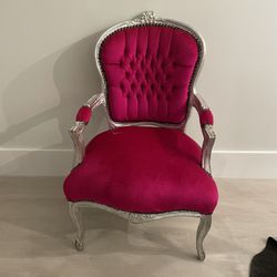 Vintage Louis XV Velvet Tufted Arm Chairs (2)