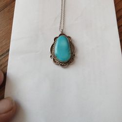 Vintage Native Blue turquoise pendant necklace.